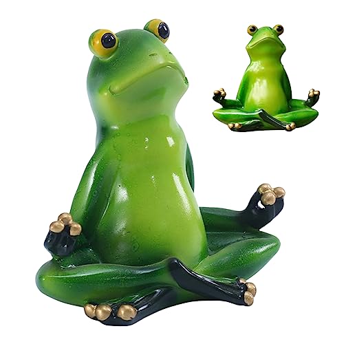 Eyccier 1pc Froschfiguren Gartendekoration Yoga Froschtiere Outdoor meditierende Frösche Statue für Home Lawn Zaun Stuhl Dekor 10.2x10.8 cm von Eyccier