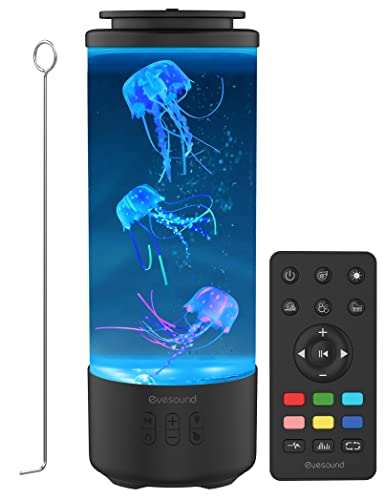 Quallen-Lampen, Bluetooth-Lautsprecher, weißes Rauschen, LED-Quallen-Aquarium-Nachtlicht, 7 Farbwechsel mit 4 Lichtmodi, Stimmungslampen-Geschenke für Kinder, Teenager, Mädchen, Jungen, Erwachsene von Eyesound