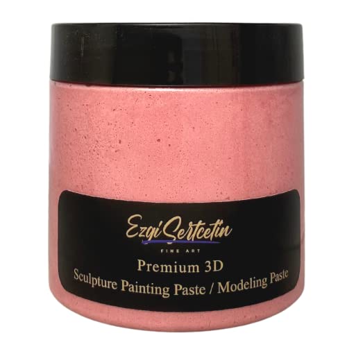 3D-Skulptur-Malpaste|Modellierpaste|Texturpaste|Dekorativer Gips|Gebrauchsfertig|Einzigartige Farben|Ideal für Kunstwerke|Schablone|Blumen Textur Kunst Relief|170 ml (Metallic Pink) von Ezgi Sertcetin