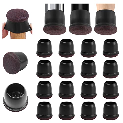 24 Stück kleine schwarze Silikon-Stuhlbein-Bodenschoner mit gewickeltem Filz, Gummi-Stuhlbeinkappen, Stuhlbeinabdeckungen, Möbelfüße, Schutzpolster, kein Lärm, passend für 1.9,2.5 cm) von Ezprotekt