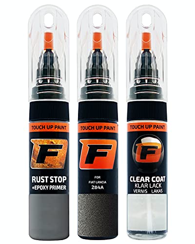 FIRANTO Lackstift Autolack Reparaturset für Fiat Lancia 284A Grigio Bel Tenebroso - 3-in-1 Autolack Kratzer Reparaturstift 15ml Grundierung, Klarlack von F FIRANTO