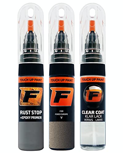 FIRANTO Lackstift Autolack Reparaturset für FORD V Brisbane Brown/lunar Sky - 3-in-1 Autolack Kratzer Reparaturstift 15ml Grundierung, Klarlack von F FIRANTO