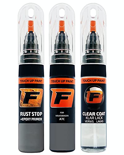 FIRANTO Lackstift Autolack Reparaturset für VW/Volkswagen A7C Mondsteingrau - 3-in-1 Autolack Kratzer Reparaturstift 15ml Grundierung, Klarlack von F FIRANTO