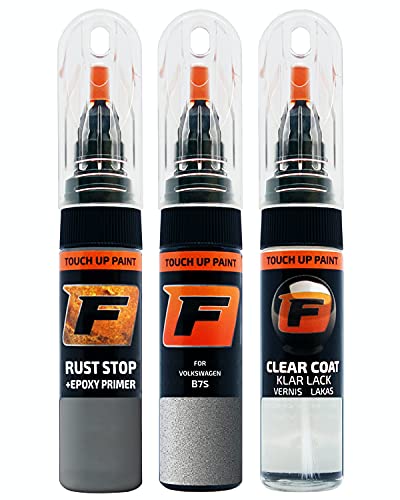 FIRANTO Lackstift Autolack Reparaturset für VW/Volkswagen B7S Pyrit Silber - 3-in-1 Autolack Kratzer Reparaturstift 15ml Grundierung, Klarlack von F FIRANTO