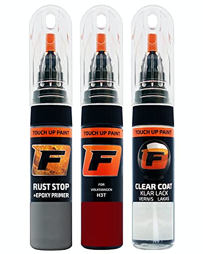 FIRANTO Lackstift Autolack Reparaturset für VW/Volkswagen H3T Kirschrot - 3-in-1 Autolack Kratzer Reparaturstift 15ml Grundierung, Klarlack von F FIRANTO