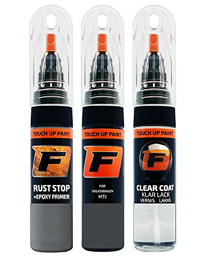 FIRANTO Lackstift Autolack Reparaturset für VW/Volkswagen H7J Pure Grey - 3-in-1 Autolack Kratzer Reparaturstift 15ml Grundierung, Klarlack von F FIRANTO