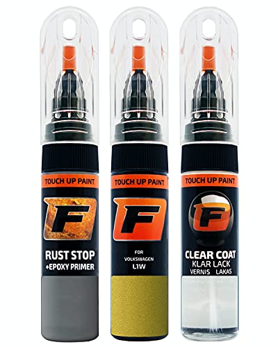 FIRANTO Lackstift Autolack Reparaturset für VW/Volkswagen L1W Limonengelb - 3-in-1 Autolack Kratzer Reparaturstift 15ml Grundierung, Klarlack von F FIRANTO