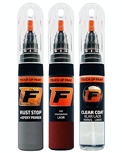 FIRANTO Lackstift Autolack Reparaturset für VW/Volkswagen LA3R Cranberry Red - 3-in-1 Autolack Kratzer Reparaturstift 15ml Grundierung, Klarlack von F FIRANTO