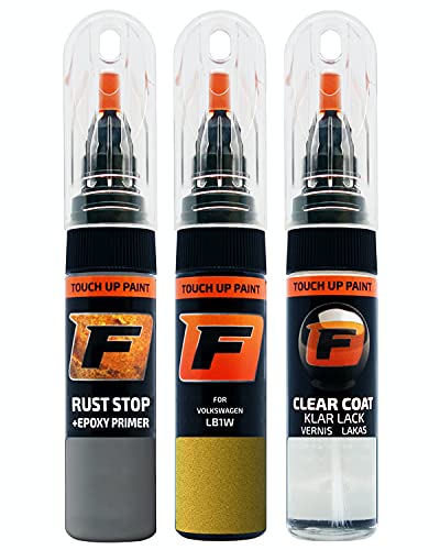 FIRANTO Lackstift Autolack Reparaturset für VW/Volkswagen LB1W Honiggelb - 3-in-1 Autolack Kratzer Reparaturstift 15ml Grundierung, Klarlack von F FIRANTO