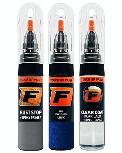 FIRANTO Lackstift Autolack Reparaturset für VW/Volkswagen LD5K Lapiz Blue - 3-in-1 Autolack Kratzer Reparaturstift 15ml Grundierung, Klarlack von F FIRANTO