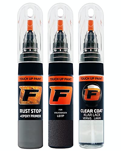 FIRANTO Lackstift Autolack Reparaturset für VW/Volkswagen LD7P Kryptongrau - 3-in-1 Autolack Kratzer Reparaturstift 15ml Grundierung, Klarlack von F FIRANTO