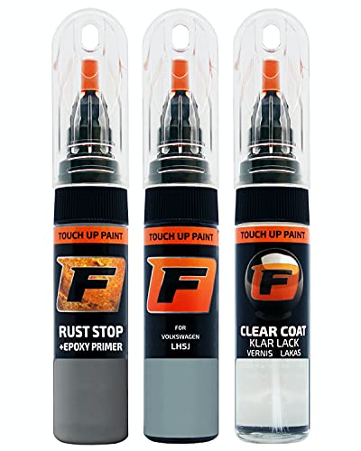 FIRANTO Lackstift Autolack Reparaturset für VW/Volkswagen LH5J Steinblau - 3-in-1 Autolack Kratzer Reparaturstift 15ml Grundierung, Klarlack von F FIRANTO