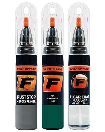 FIRANTO Lackstift Autolack Reparaturset für VW/Volkswagen LL6T Friesengruen - 3-in-1 Autolack Kratzer Reparaturstift 15ml Grundierung, Klarlack von F FIRANTO