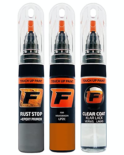 FIRANTO Lackstift Autolack Reparaturset für VW/Volkswagen LP2C Leuchtorange - 3-in-1 Autolack Kratzer Reparaturstift 15ml Grundierung, Klarlack von F FIRANTO