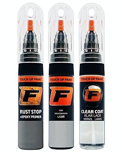 FIRANTO Lackstift Autolack Reparaturset für VW/Volkswagen LS9R Gletscherweiss - 3-in-1 Autolack Kratzer Reparaturstift 15ml Grundierung, Klarlack von F FIRANTO