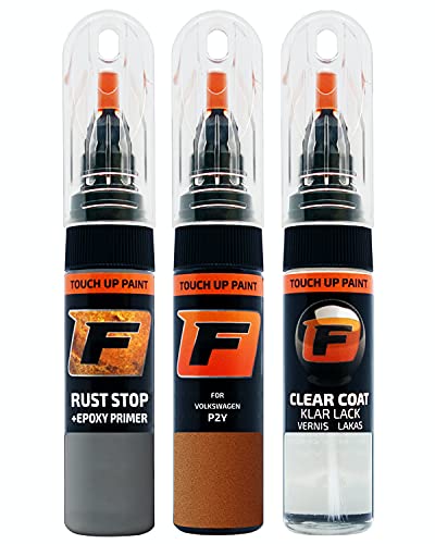 FIRANTO Lackstift Autolack Reparaturset für VW/Volkswagen P2Y Energetic Orange - 3-in-1 Autolack Kratzer Reparaturstift 15ml Grundierung, Klarlack von F FIRANTO