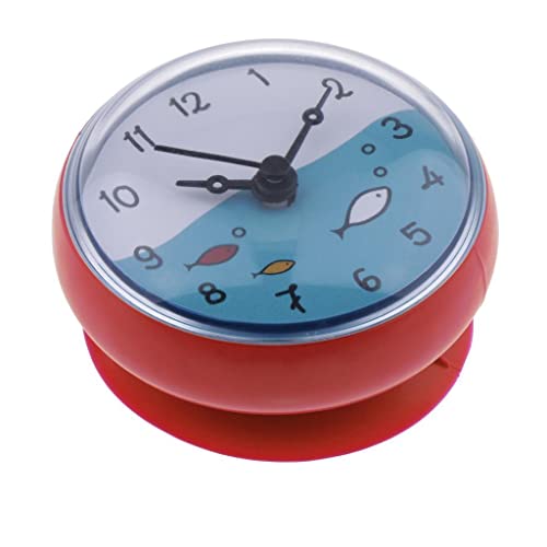 F Fityle Duschuhr Bad Clock Küchenuhr Wanduhr Badezimmer Saugnapf Uhr Spiegeluhr, Auswahl, rot von F Fityle