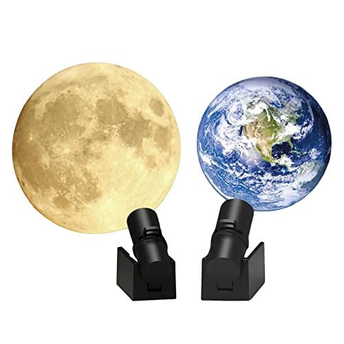 F Fityle Erde Mond Projektionslampe, USB Projektor Licht, 3D Mond Erde Projektion Led Lampe, 2 In 1 Projektor Erde Mond Lampe, Kreative Atmosphäre Nachtlampe für Schlafzimmer, ERD- und Mondlinse von F Fityle