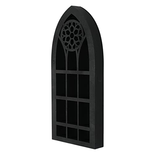 F Fityle Wanddekor-Display-Regal Kirchenfenster-Design Schwarzes Holzregal für Wandfiguren-Display-Regal für Badezimmer Gothic Raumdekoration Büro von F Fityle