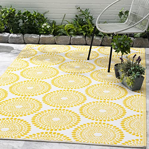 FAB HAB Outdoor-Teppich - wetterfest, farbecht, wendbar - recycelter Premium-Kunststoff - gestreift - Terrasse, Balkon, Garten - Kunststoffteppich Rio - Yellow, 240x300 cm von Fab Habitat