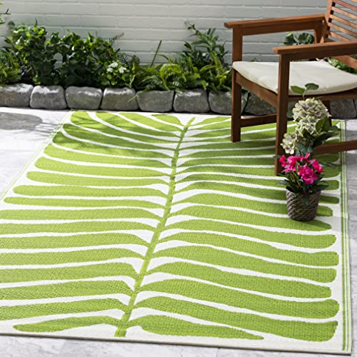 FAB HAB Tropisch Botanisch Outdoor Teppich - Wetterfest, Farbecht, Wendbar - Recycelter Premium-Kunststoff - Terrasse, Balkon, Garten, Bad, Flur - Kunststoffteppich Hilo - Grün - 240 x 300 cm von Fab Habitat