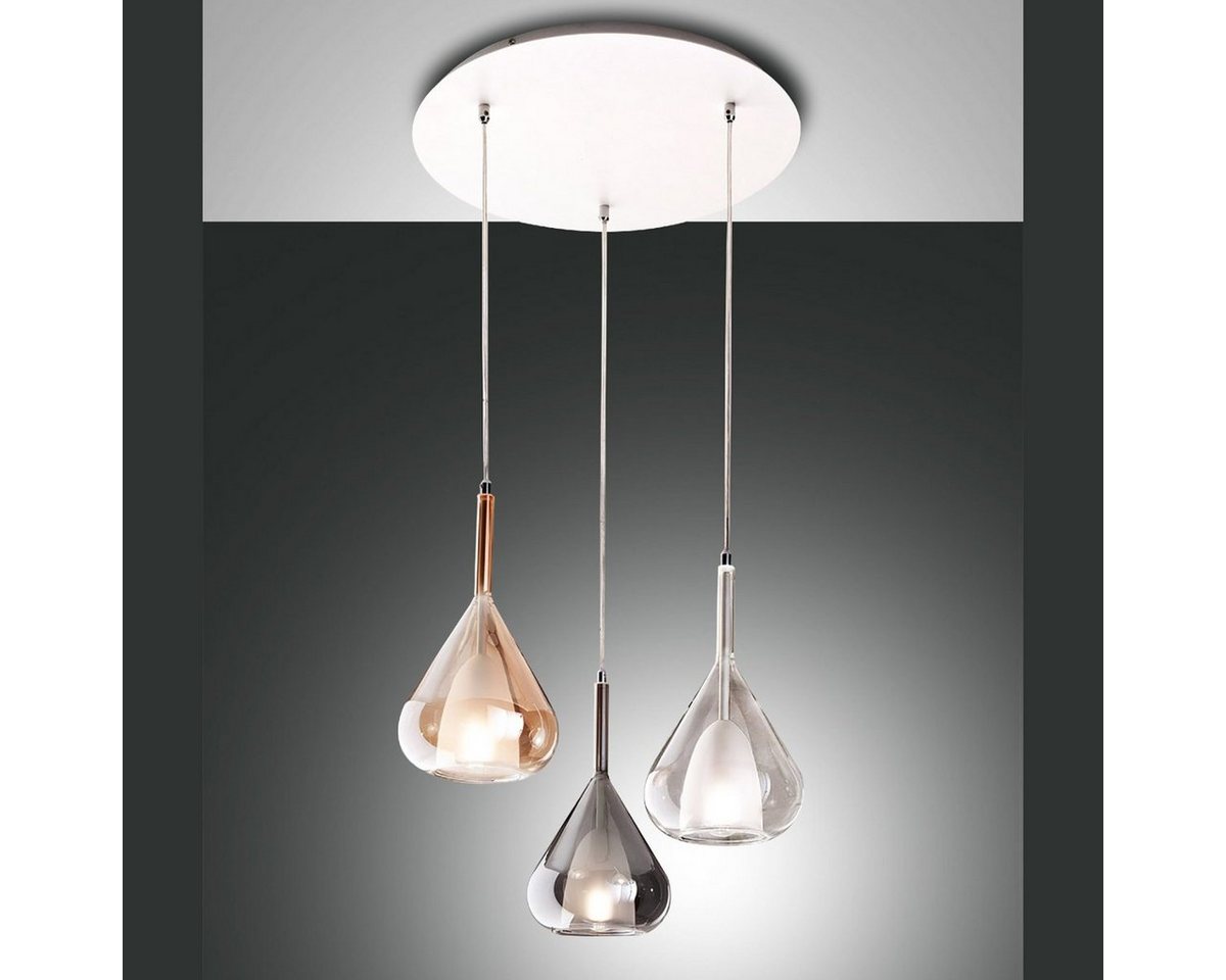 FABAS LUCE Pendelleuchte Lila 3-flammig, ohne Leuchtmittel, LED-Retrofit, Glasschirme in Rauchgrau, Bernstein & Transparent von FABAS LUCE