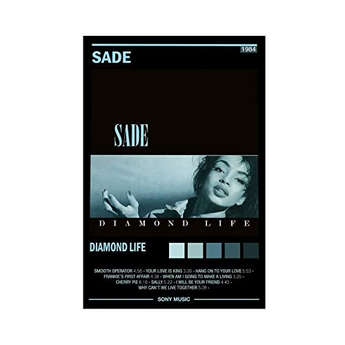 FABIVA Sade – Diamond Life Album Cover 1 Leinwand Poster Schlafzimmer Dekor Sport Landschaft Büro Zimmer Dekor Geschenk Rahmen Stil 12x18inch (30x45cm) von FABIVA