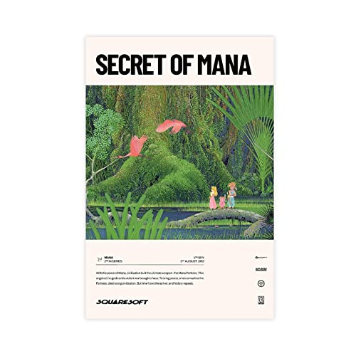 Secret of Mana (1993) Videospiel-Poster, Leinwand, Poster, Wandkunst, Dekoration, Bild, Gemälde für Wohnzimmer, Schlafzimmer, Dekoration, Rahmen-Stil, 20 x 30 cm von FABIVA