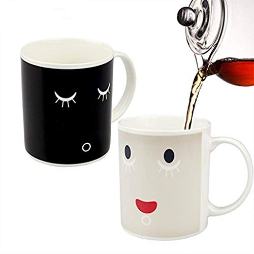 Magische Tasse, wärmeempfindlich, Farbwechsel, Kaffee, Tee, Wasser, Tasse, Morgen-Wake-up, Smiley, Keramiktasse für Geburtstagsgeschenk von FABSELLER