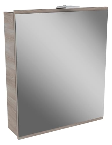 FACKELMANN LED Spiegelschrank Lima/Badschrank mit Soft-Close-System/Maße (B x H x T): ca. 60 x 73 x 15,5 cm/Möbel fürs WC oder Badezimmer/Korpus: Braun/Front: Braun/Spiegel von FACKELMANN