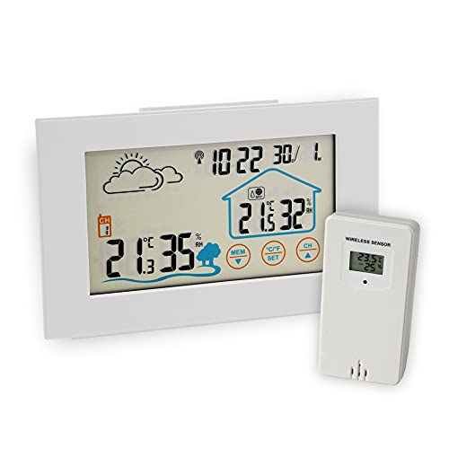 Fackelmann 16403 Digitale und digitale Wetterstation für Innen und Außen, Temperatur in Grad Celsius und Fahrenheit, weiß, ABS-Kunststoff, 15 x 9 x 4 cm von FACKELMANN