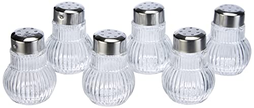 Fackelmann Mini-Streuer RUBIN, Salz- und Pfefferstreuer aus Glas, Gewürzstreuer für einfaches Dosieren (Farbe: Silber/Transparent), Menge: 6 Stück von FACKELMANN