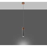 Pendelleuchte Zeb in Grau und Natur-hell GU10 1-flammig - grey - Famlights von FAMLIGHTS