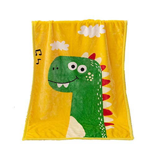 FANSU Doppelte Verdickung Babydecke/Kinderdecke Babys Flanell Kuschlige Sehr Weiche Decke für Babybett/Kinderwagen Neugeborenes Geschenk (Gelber Dinosaurier,100 x140 cm) von FANSU