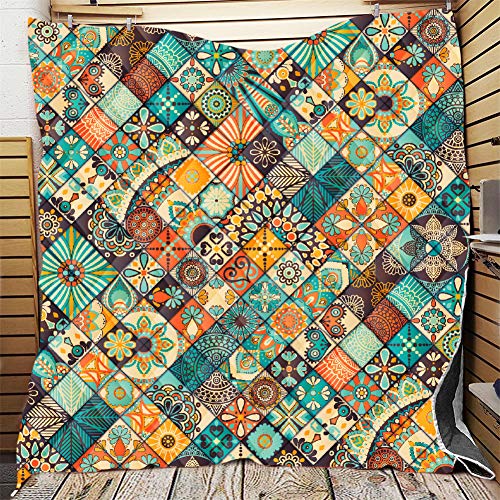 FANSU Tagesdecke Bettüberwurf Steppdecke Mikrofaser Doppelbett Einselbetten Tagesdecken Gesteppt Bettwäsche Sofaüberwurf Wohndecke Stepp Gesteppter Quilt (Blaue Blume,226x260cm) von FANSU