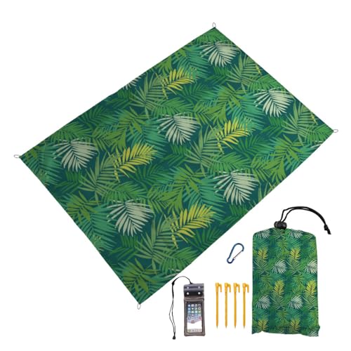 FANSU Wasserdicht Strandmatte, 3D-Druck Picknickdecke Große Picknickdecke, Stranddecke Sandfrei, Waschbare Stranddecke für Strand, Picknick, Camping (140x200cm,Dschungel) von FANSU