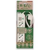 Mehrfachsteckdose omega eco 4 Steckdosen Schuko 2P+T 16A Kabel 1,5m Stecker Italienisch Std. 2P+T 10A mit Schalter Fanton 474204ECO - Weiß von FANTON