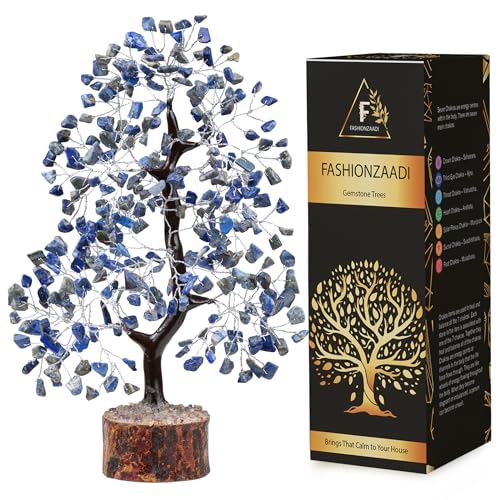 Lapislazuli-Geldkristalle und Edelsteine Baum natürliches Feng Shui dekorative Wohnaccessoires Einweihungsgeschenke neues Zuhause Geschenke für Frauen Geburtstag einzigartig-10-12 Zoll von FASHIONZAADI