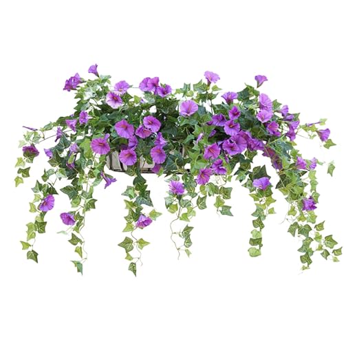 FASSME UV-Simulation künstliche Blumen, künstliche Hängepflanze Petunie, künstliche hängende Blumen, realistisch aussehende Outdoor-Blumen für Zuhause, Veranda, Garten, Dekoration, Dekoration von FASSME