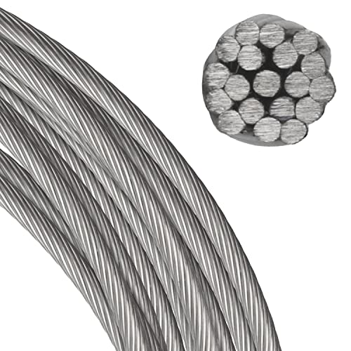 FASTON Drahtseil 5,0 mm 1x19 hart Edelstahl A4 V4A (5 Meter) Drahtseile Edelstahldrahtseile Stahlseil Seil Seilwinde Ösen für Rollen Umlenkrolle Rankhilfe von FASTON