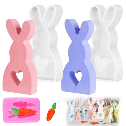 FCXQG 2 Stücke Silikonform Ostern Silikonform Hase Silikonformen Gießformen Ostern Osterhasen-Backform Osterhasen-Gipsform Ostern Diy Hase Schablone Ostergeschenk 1 Karottenform von FCXQG