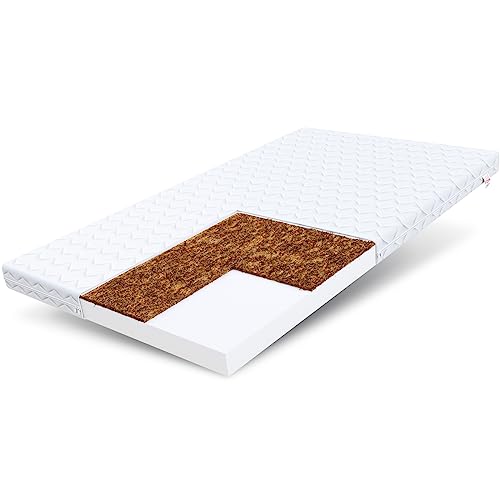 FDM Baby Coco Schaumstoffmatratze 90 x 200 cm Kokos Matratze Kindermatratze Härtegrad H2/H3 (Mittelweich/Mittelhart) 8 cm Höhe Zweiseitig Bezug Abnehmbar Waschbar von FDM