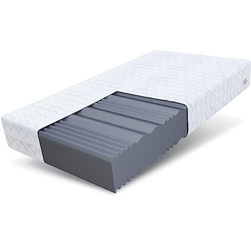 FDM Comfort Plus Schaumstoffmatratze 140x200 cm Höhe 10 cm 7-Liegezonen Matratze Kaltschaum H3 Öko-Tex Allergikergeeignet Bezug Waschbar Abnehmbar Weiß von FDM