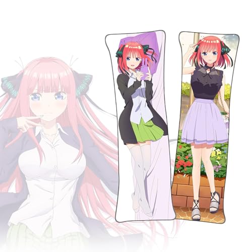 FDSAD Anime Kissenbezüge The Quintessential Quintuplets Nakano Nino Dakimakura kurzer Plüschstoff doppelseitiger Anime Körper Kissenbezug von FDSAD