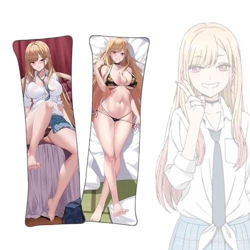 Anime Kissenbezüge My Dress-Up Darling Kitagawa Marin Dakimakura kurzer Plüschstoff doppelseitiger Anime Körper Kissenbezug von FDSAD