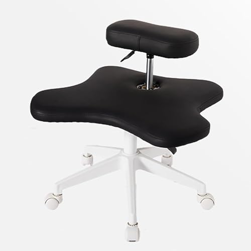 Kniestuhll mit Gekreuzten Beinen und Rädern, Kneeling Chair, Bürostuhl für Den Schreibtisch, Flexibles Design, Höhenverstellbar, für Büro, zu Hause und Yoga-Enthusiasten, Meditationsfan(Color:Schwarz) von FDSGEEE