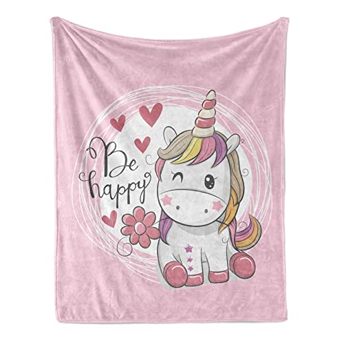 FEELJAM Einhorn Decke kuscheldecke pinkes, Flanell Weich Fleecedecke für Mädchen, Flannel Fleece Blanket, Kinder kuscheldecke, Sofadecke, Wohndecke, mikrofaser Couchdecke (Rosa, 150 * 200) von FEELJAM