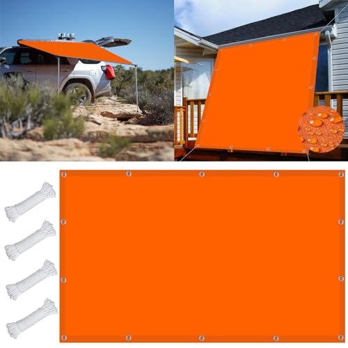 Sonnensegel Quadratisch 1 x 2.6 m Segeltuch Pergola Reißfestigkeit 98% UV Block für Außenbereich,Garten, Orange von FEIJUAND