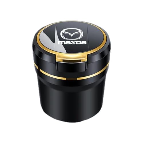 FELEA Auto Aschenbecher für Mazda CX-30 2019-2023,Mit Deckel Rauchfrei Selbstverlöschender Aschenbeche Autoteile,E/Gold1 von FELEA