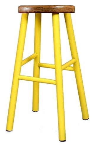 FENBNMK Barhocker Massivholz-Barhocker, europäischer einfacher Barhocker, ergonomisches Pedal-Design, Barstühle, kreativer Retro-moderner Hochstuhl Style (Color : Yellow-) von FENBNMK
